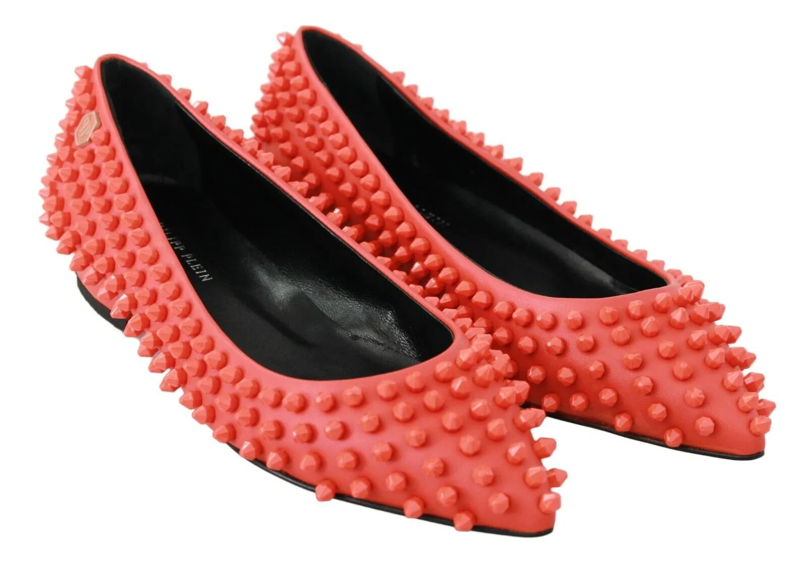 Philipp Plein Vibrant Orange Pointed Leather Flats Flat Shoes Pictures