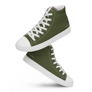 Knee High Motorcycle Boots Pine Green Color Men's Sneakers, Modern Minimalist Designer Men's High Top Tennis Shoes  (US Size: 5-13)