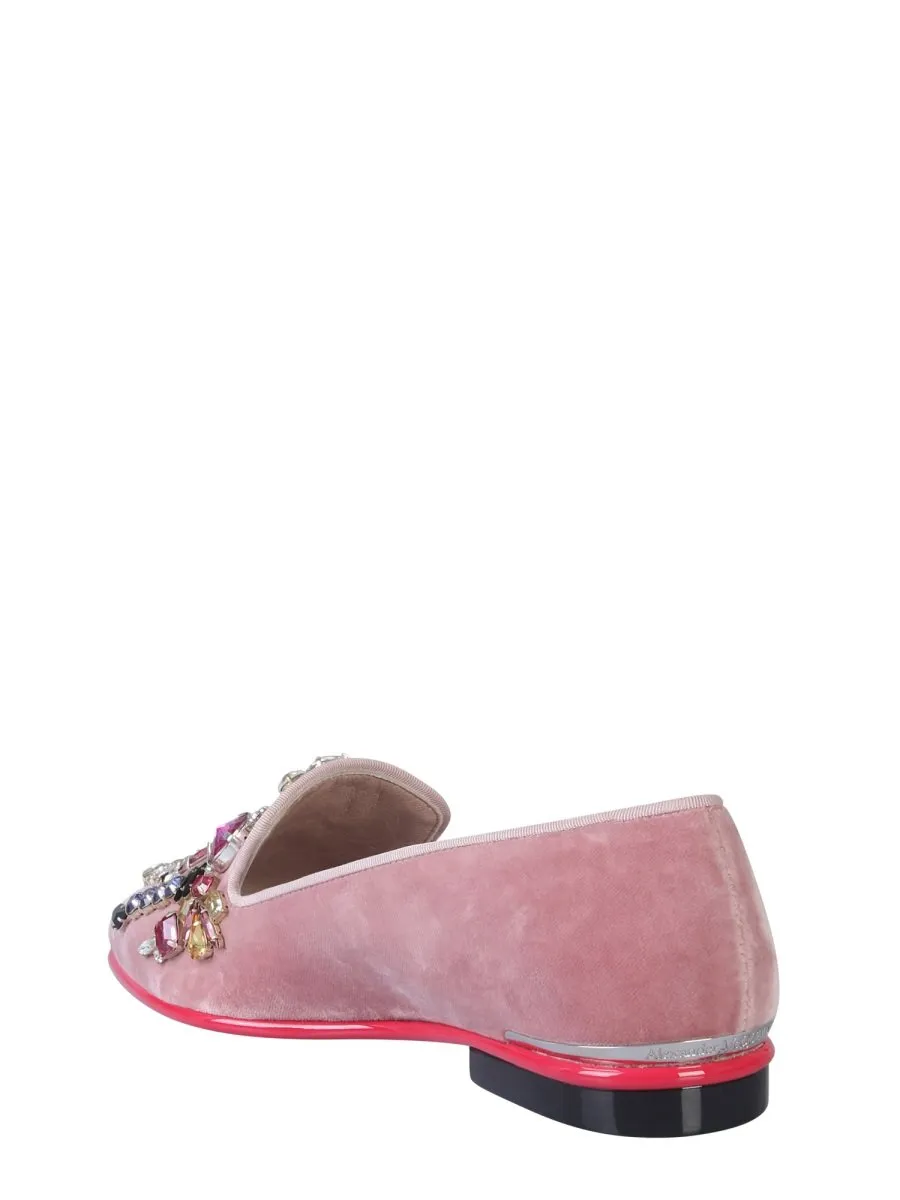 Alexander McQueen Embellished Pointed Toe Moccasins Folding Flats Shoes