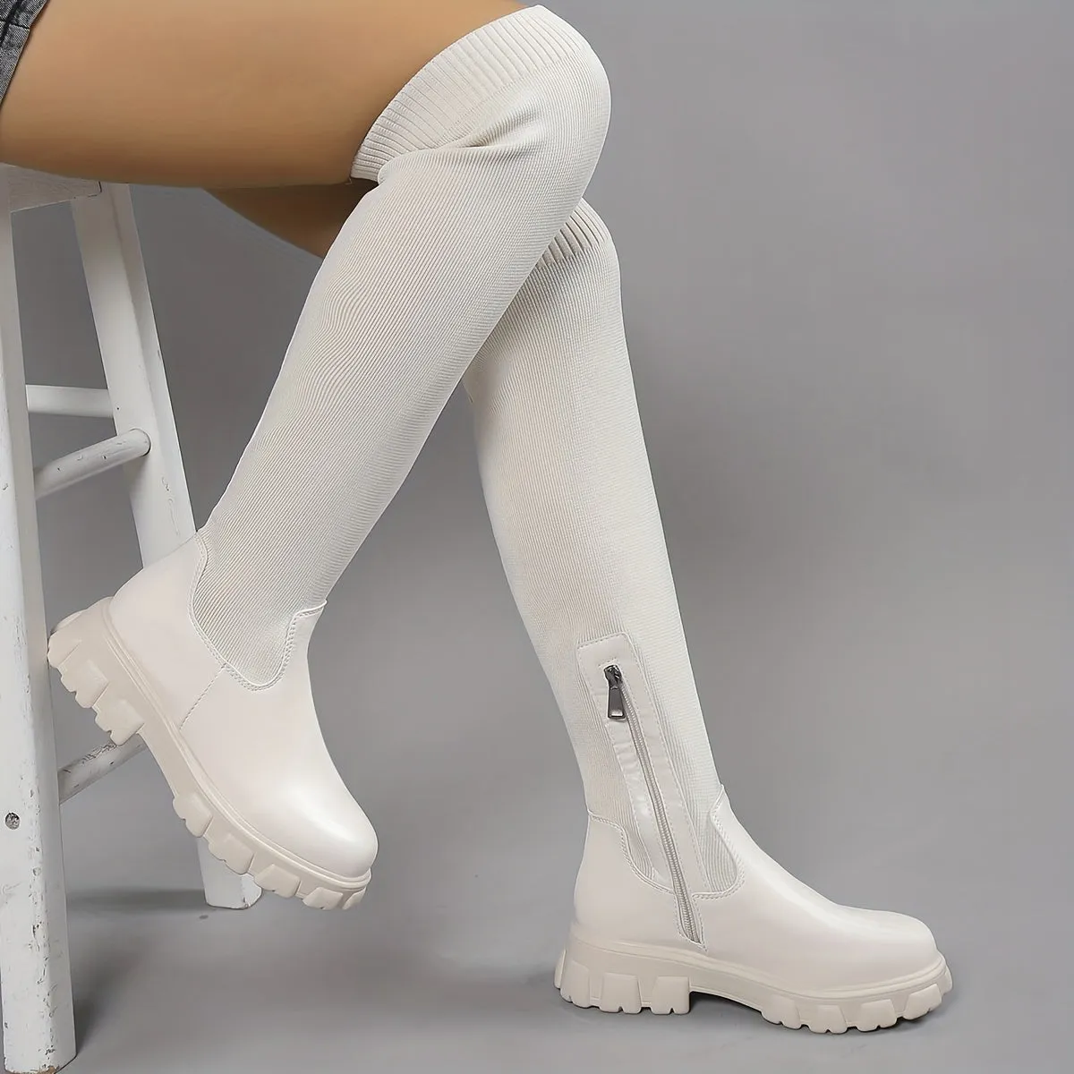 Trendy Platform Knee Knitted Slim Boots Originals Stan Smith Casual