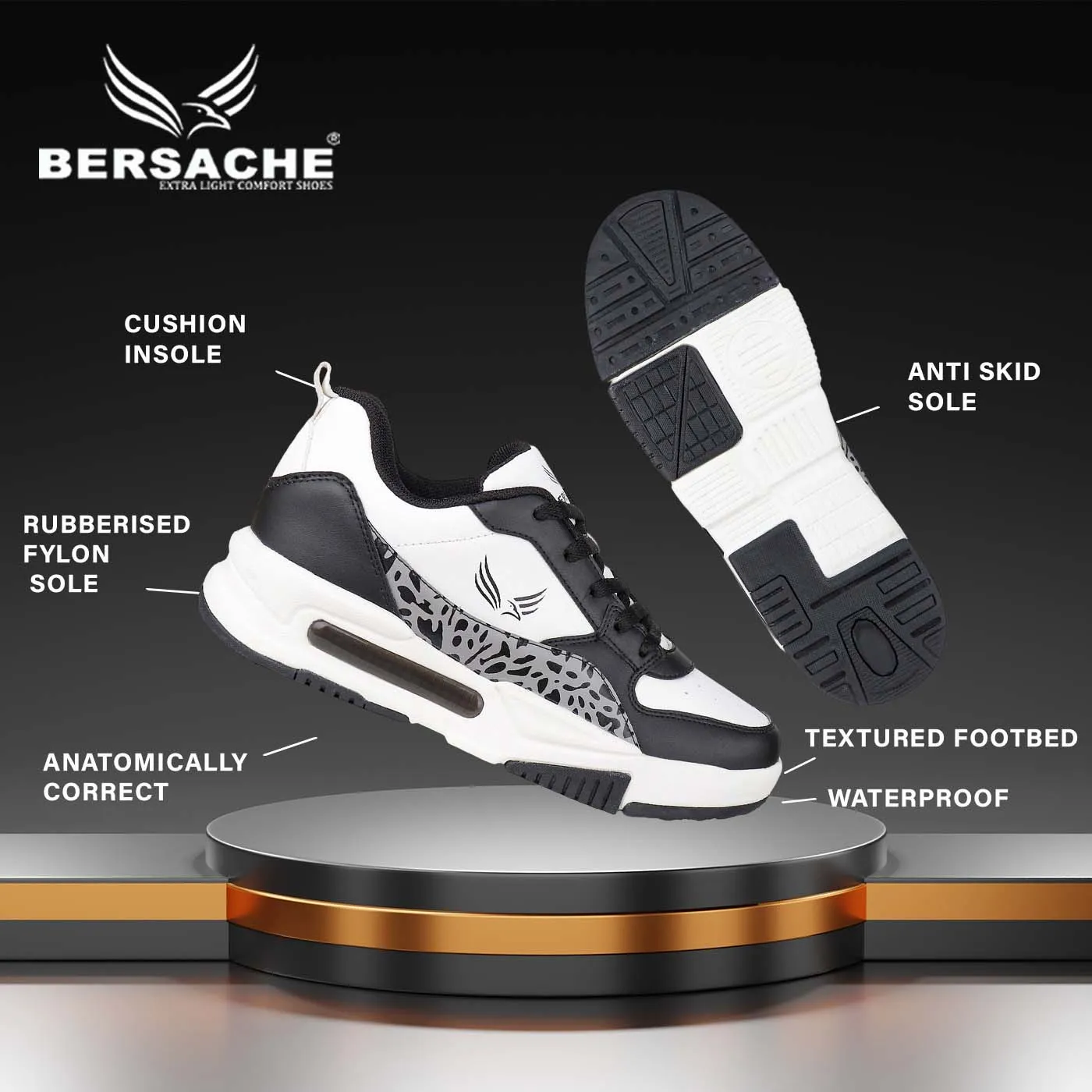 Bersache Premium Sports ,Gym, Trending Stylish Running Shoes For Men (9143-Black) Best Hiking Shoes Review