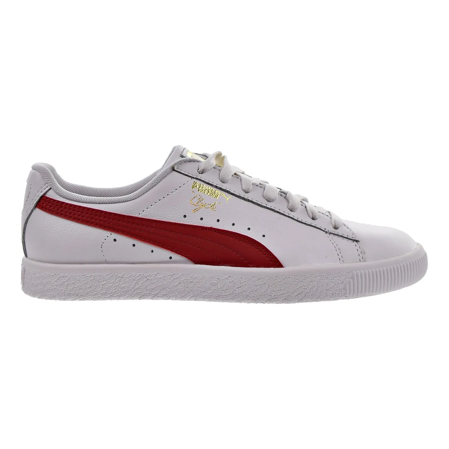 Puma Clyde Core L Foil Jr Big Kid's Shoes Puma White/Barbados Cherry Asics Running Shoes Plantar Fasciitis