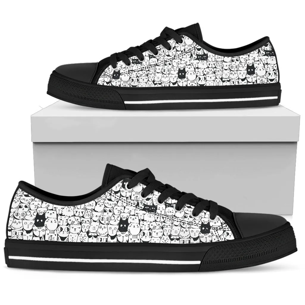 Tiny Cat Faces Women's Low Top Shoes Animal Sneakers Fitflop Sneakers
