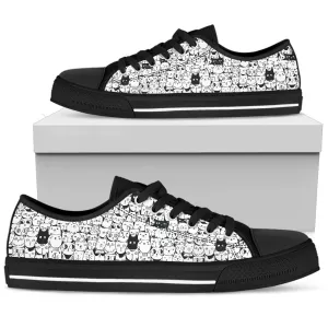Tiny Cat Faces Women's Low Top Shoes Animal Sneakers Sneakers Size Chart