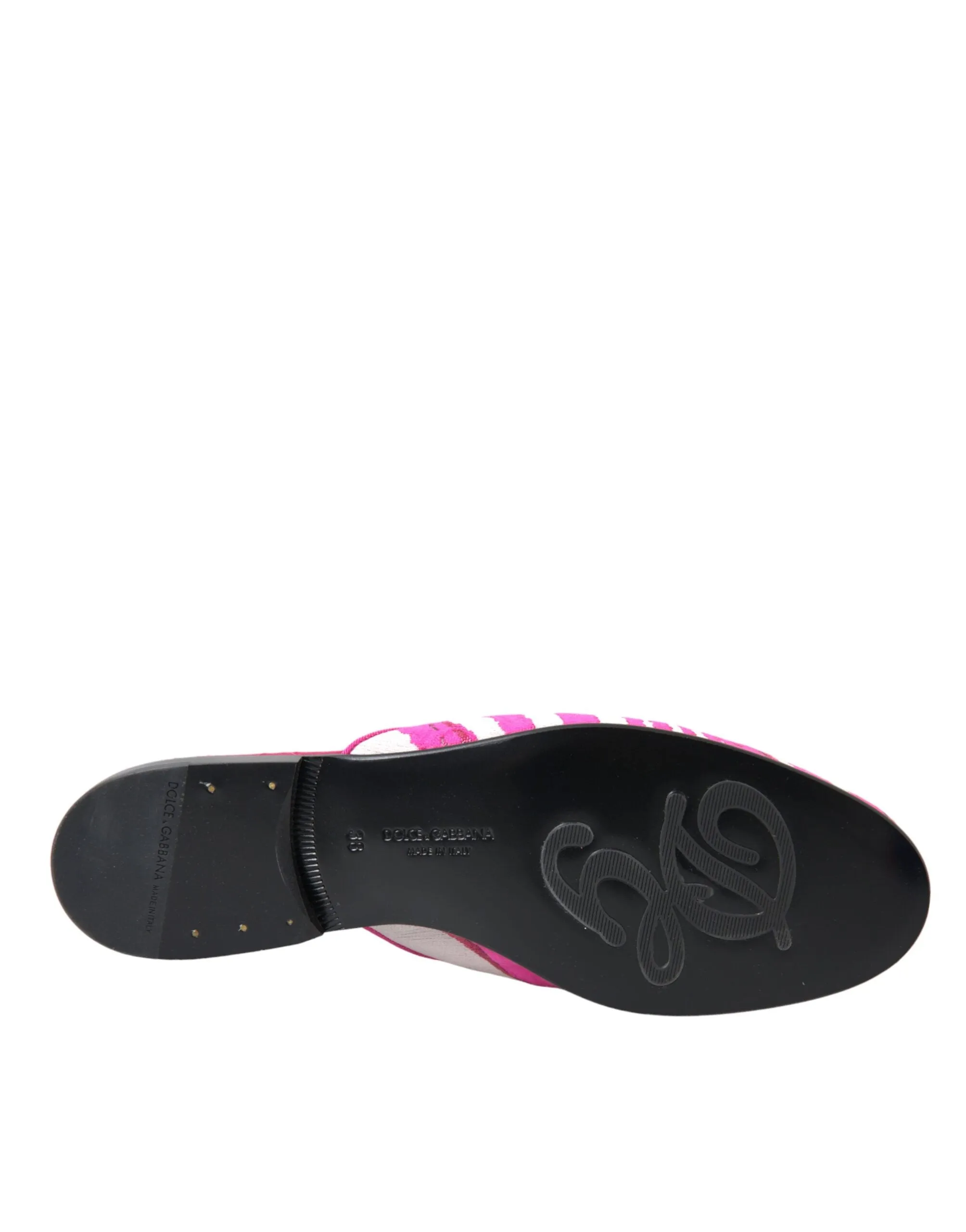 Dolce & Gabbana Pink Jacquard Crystal Mule Flat Sandals Shoes Wearing Flat Shoes