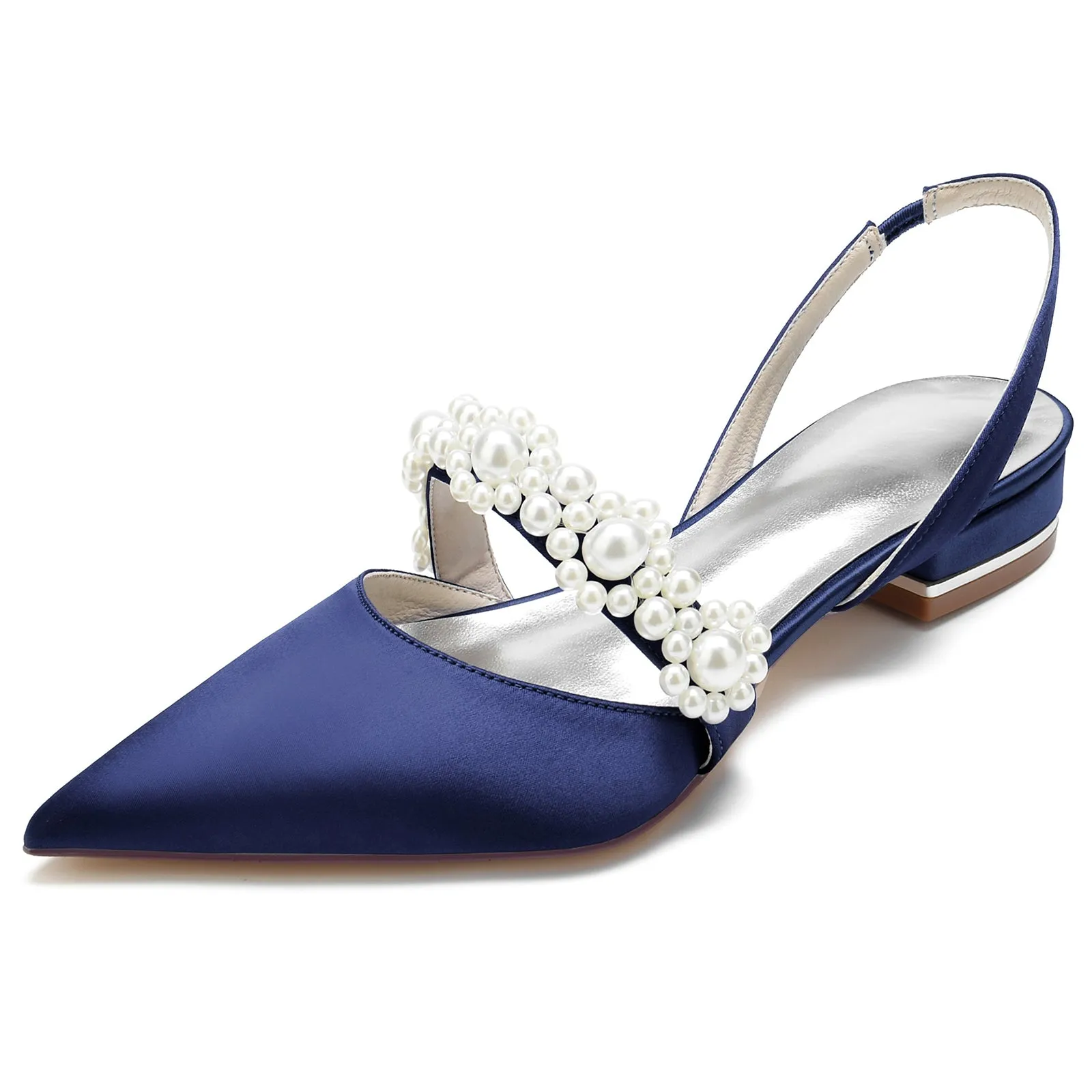 Flat Shoes Fancy Women's Silk Satin Flower With Closed Toe Flat Heel Evening Shoes
