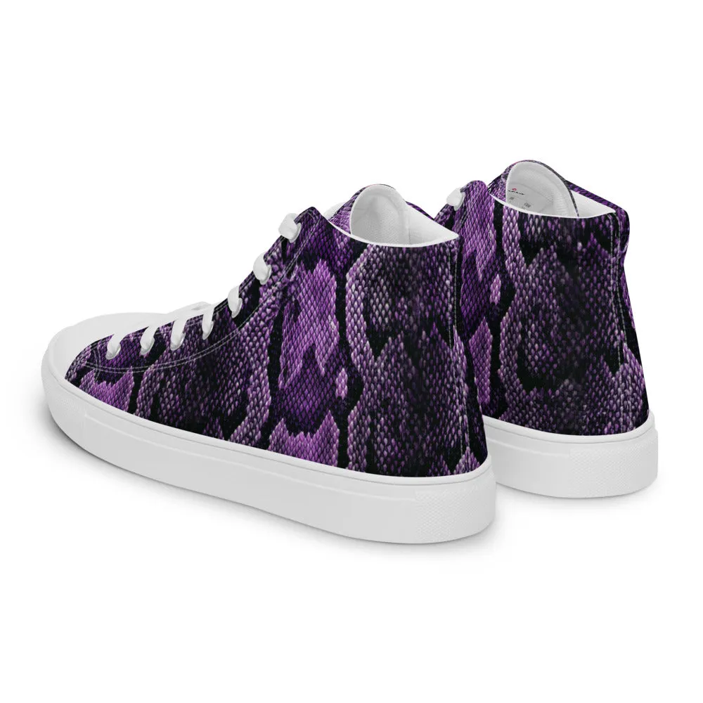 Purple Snake Print Men's Sneakers, Modern Python Stylish Snake Print Designer Men's High Top Tennis Shoes (US Size: 5-13) Vietnam Jungle Boots
