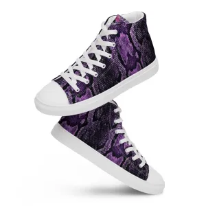 Boots Monkey Purple Snake Print Men's Sneakers, Modern Python Stylish Snake Print Designer Men's High Top Tennis Shoes (US Size: 5-13)