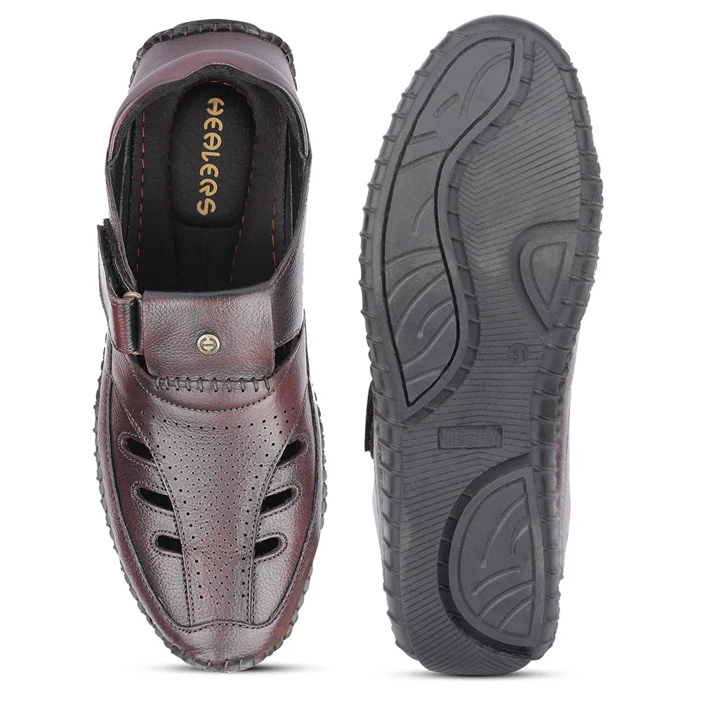 Healers Brown Casual Buckle Sandal For Men JPL-205 By Liberty Slide Sandals Heels