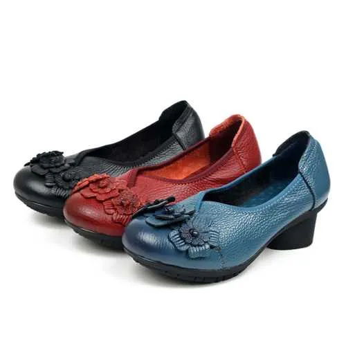SOCOFY Women Casual Shoes In Leather Slip On Shoe Business Casual