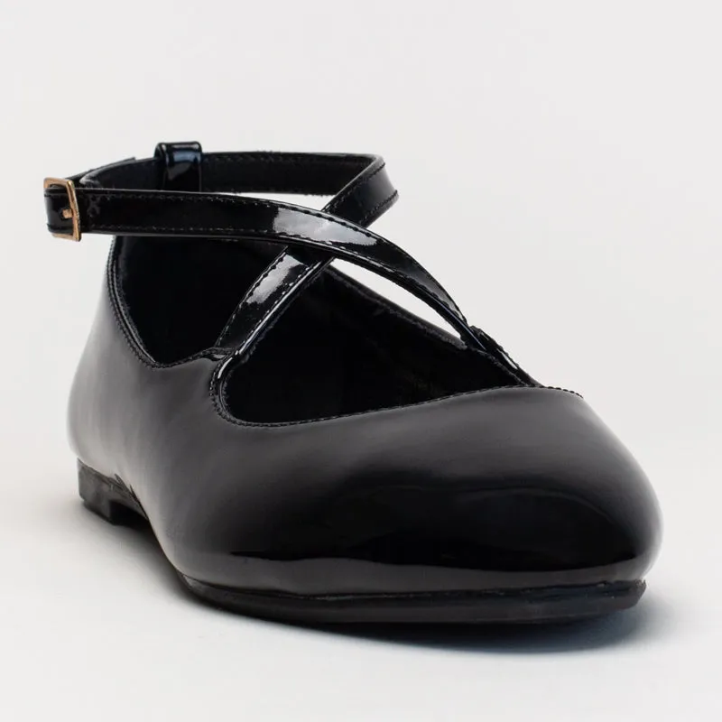 Lifting Flat Shoes PUMP WITH CROSS OVER STRAPS