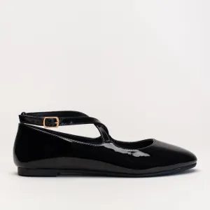 Flat Satin Shoes PUMP WITH CROSS OVER STRAPS