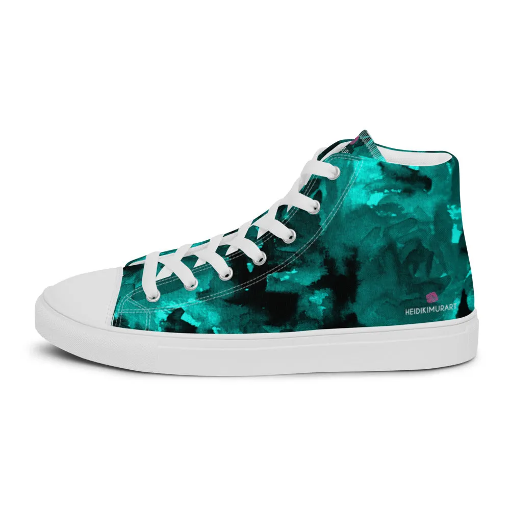 Blue Abstract Men's Sneakers, Floral Print Premium High Top Tennis Shoes For Men(US Size: 5-13) Georgia Boots Waterproof