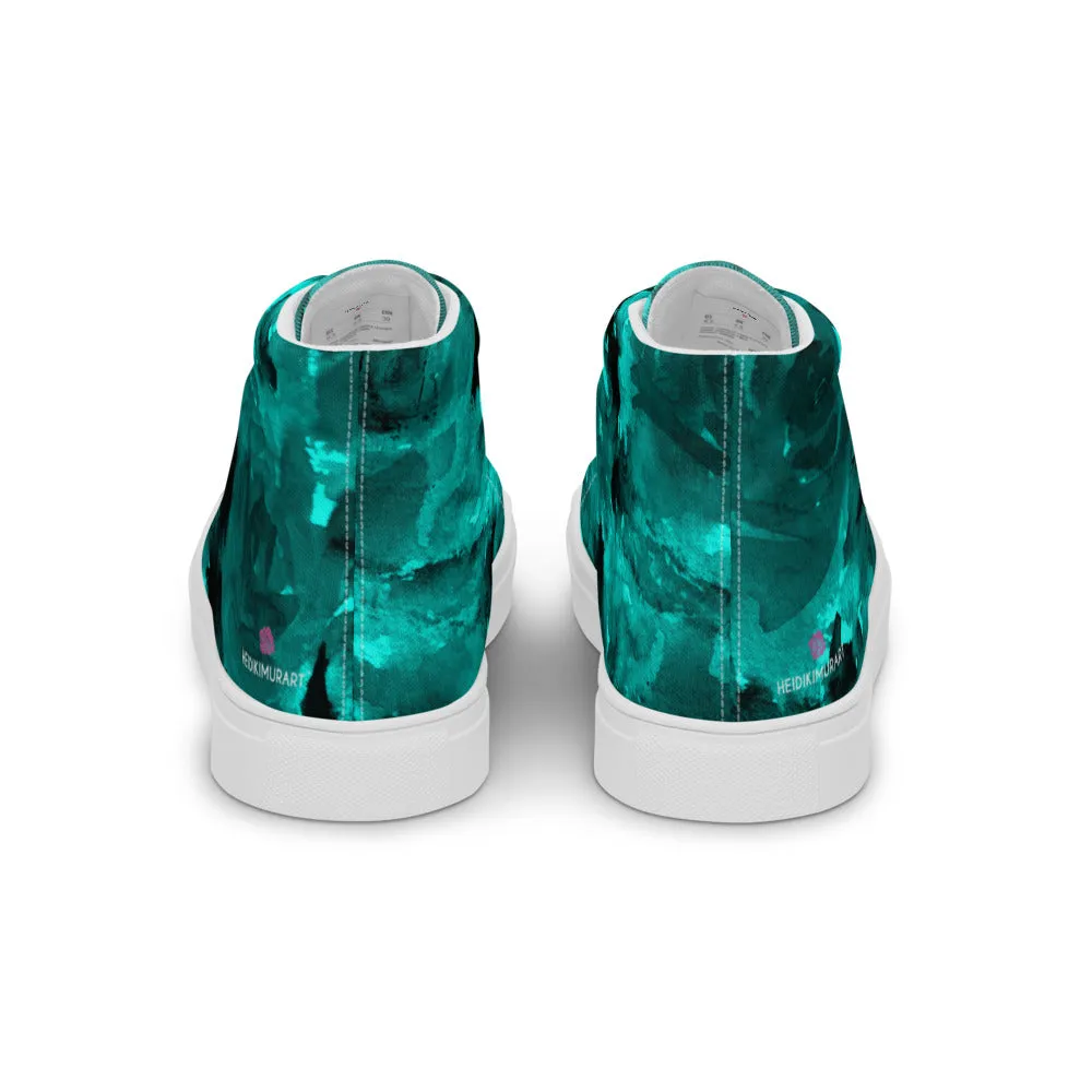 Blue Abstract Men's Sneakers, Floral Print Premium High Top Tennis Shoes For Men(US Size: 5-13) Ariat Tall Boots