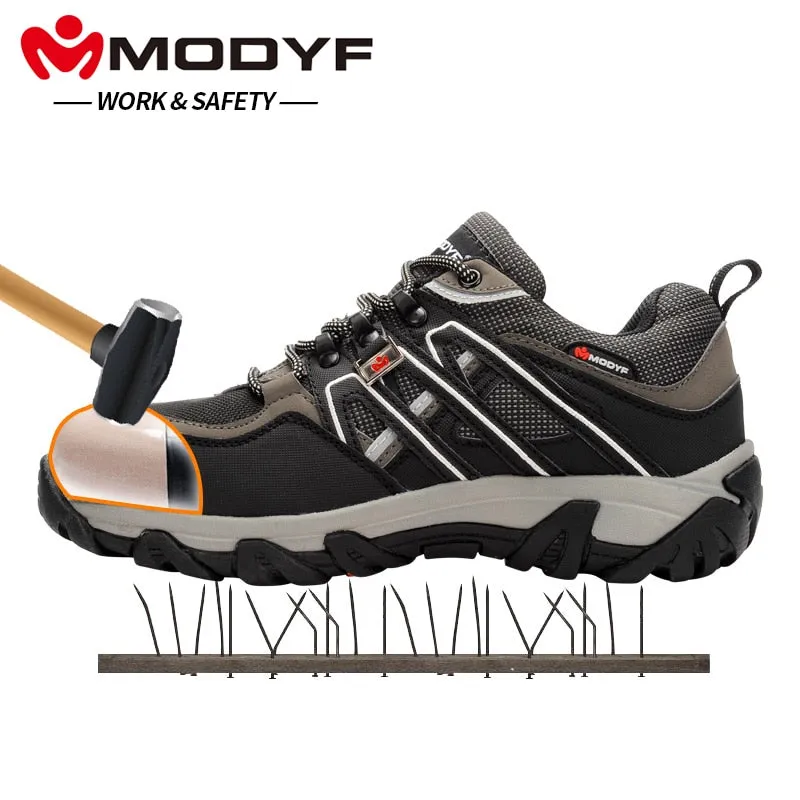 MODYF Men Steel Toe Safety Work Shoes Breathable Hiking Sneaker Multifunction Protection Footwear Katabatic Low Hiking Shoes