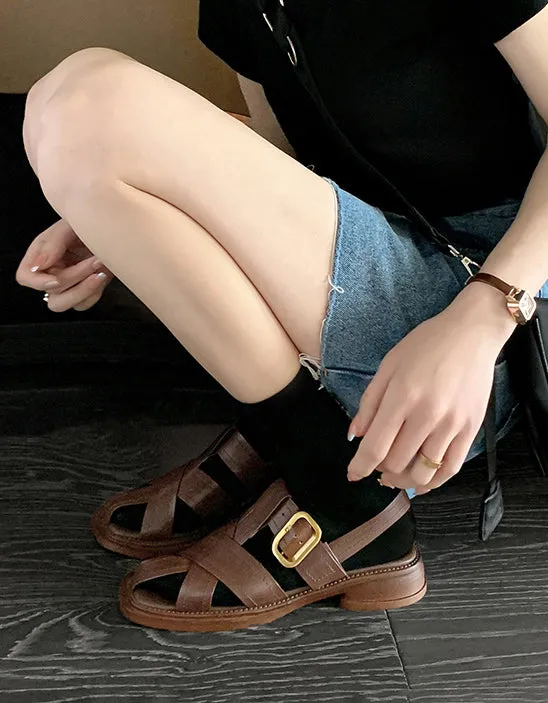 Roman Style Square Toe Strappy Sandals Slingback Cute Flat Shoes With Arch Support