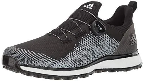 adidas Men's FORGEFIBER BOA Golf Shoe core Black/FTWR White/hi-res Yellow 9.5 M US Adidas Popular Shoes