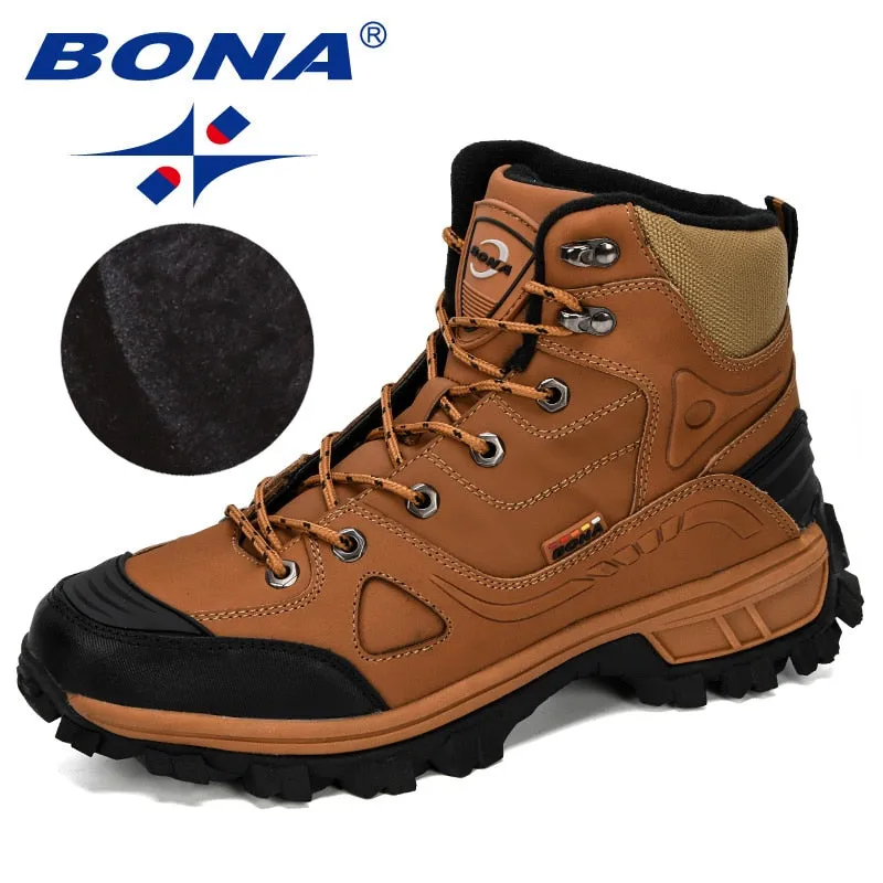 Best Hiking Shoes For The Money BONA New Designers  Leather Hiking Shoes Men Winter Outdoor Mens Sport  ShoesTrekking Mountain Athletic Shoes Man
