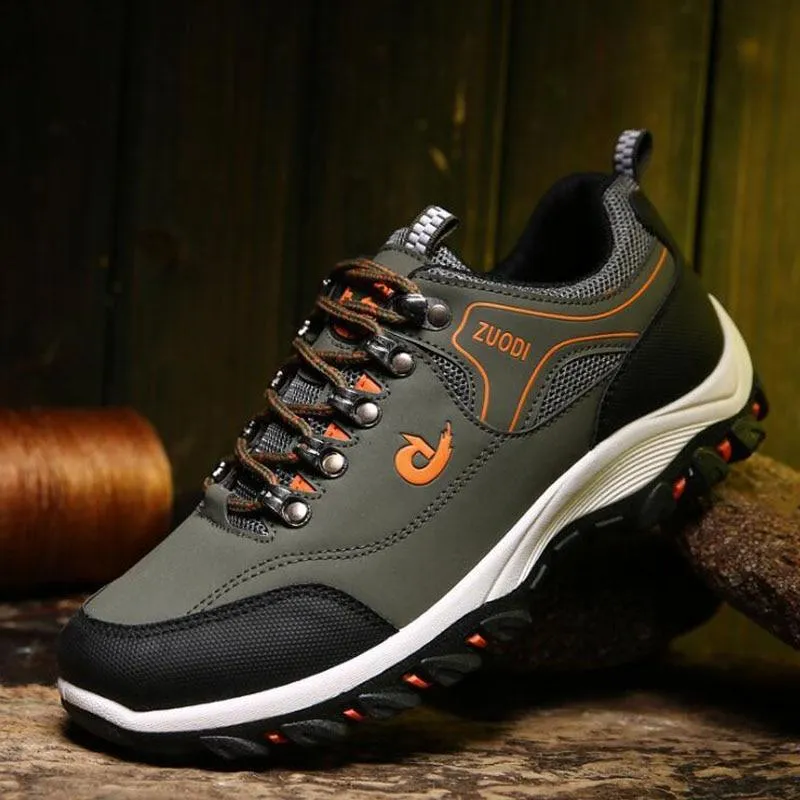 Best Hiking Shoes For Wide Flat Feet Men Sports Casual Wearable Hiking Sneakers Male Non-slip Running Quality Leather Shoes