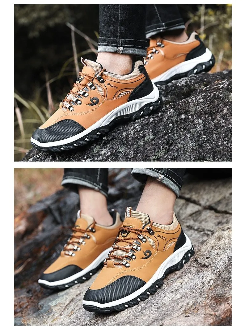 Men Sports Casual Wearable Hiking Sneakers Male Non-slip Running Quality Leather Shoes Light Trail Hiking Shoes