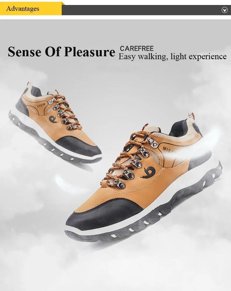 Men Sports Casual Wearable Hiking Sneakers Male Non-slip Running Quality Leather Shoes Hiking Shoes Sole Pattern