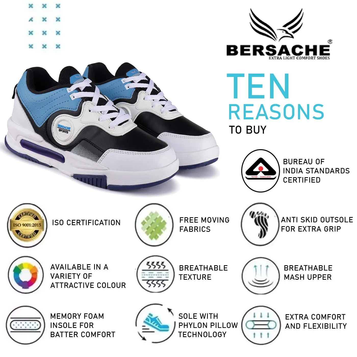 Hiking Shoes For Trail Running Bersache Premium Sports ,Gym, Trending Stylish Running Shoes For Men (9168-White)