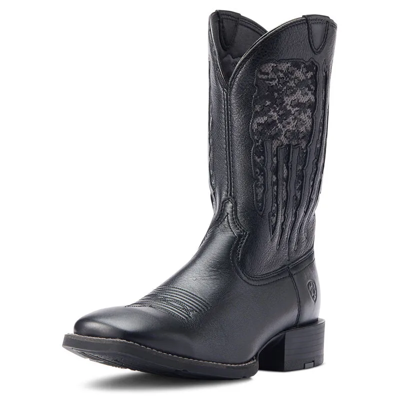 Wide Width Rubber Boots Ariat Black/Camo Sport My Country VentTEK Western Boot