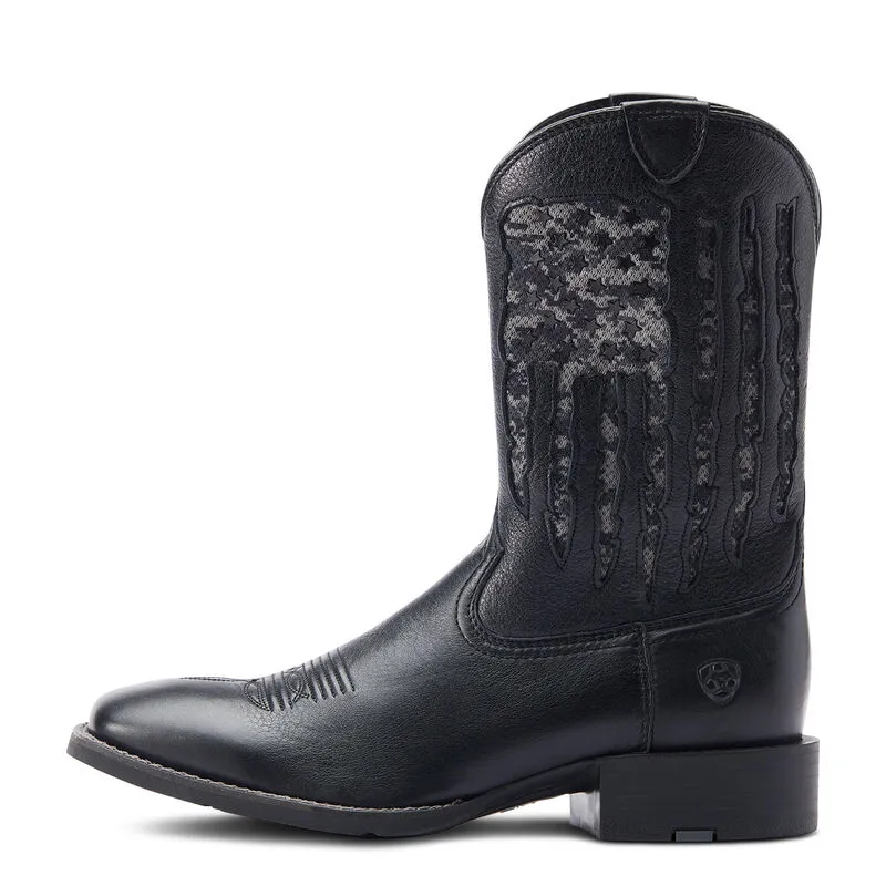 Ariat Black/Camo Sport My Country VentTEK Western Boot Tall White Boots