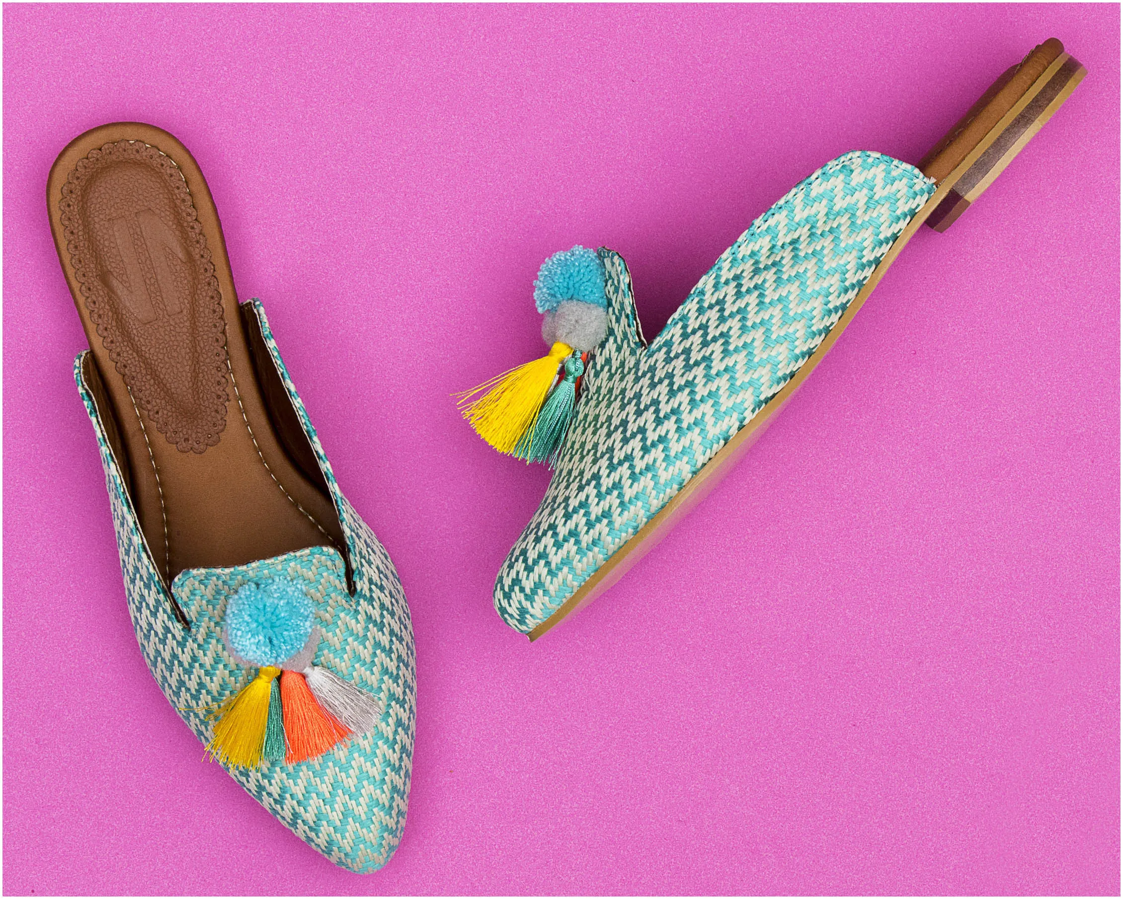 Silvia Cobos Embroidered Flat Mules with Tassels Flat Shoes Pictures