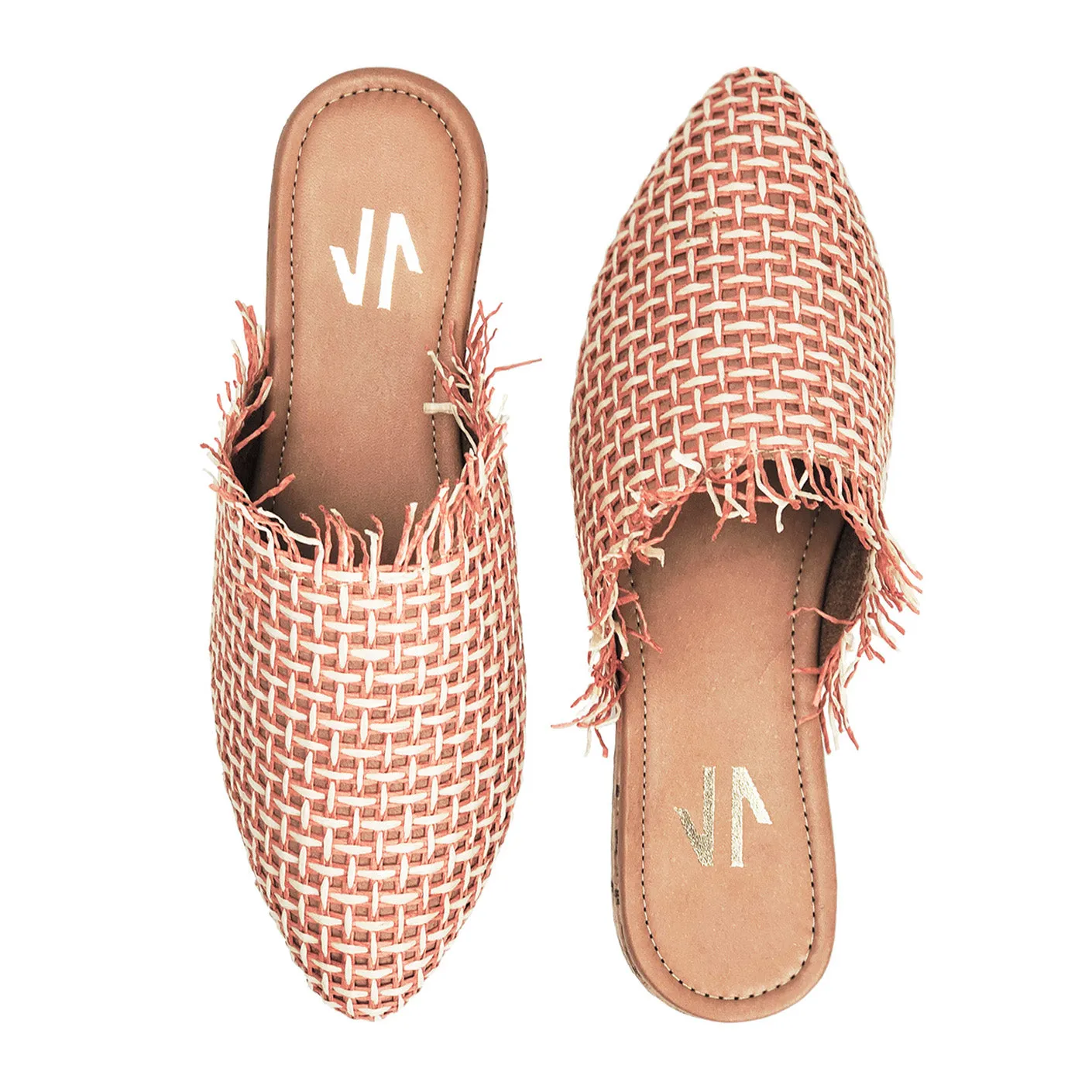 Silvia Cobos LORICA Flat Pointed Mules in Beige Cherry Flats Shoes