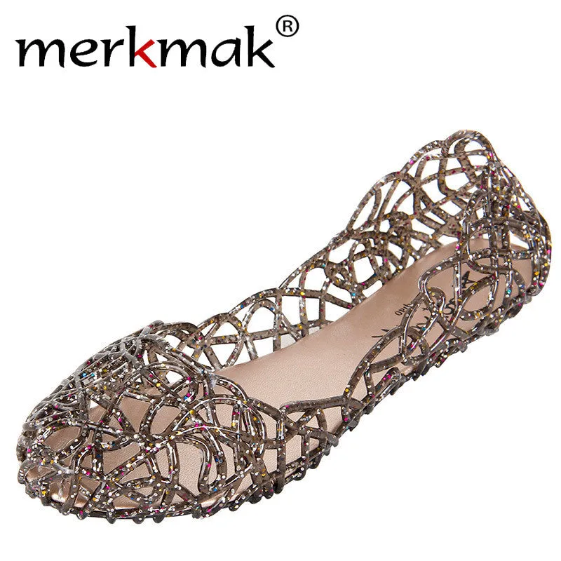 Cheap Price 2017 Summer New Shallow Leisure Women Sandals Soft Crystal Cut out Flat Heel Shoes Female Jelly Shoes drop Shipping Best Running Shoes Flat Feet Shin Splints