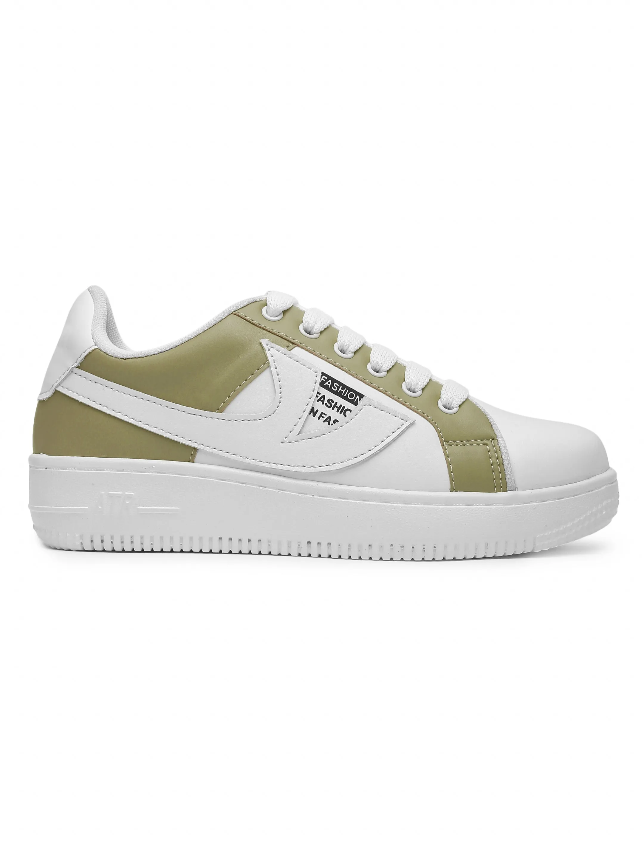 White & Olive Hip Hop Casual Sneaker Pointed Toe Sneakers