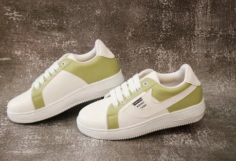 Sparkly Platform Sneakers White & Olive Hip Hop Casual Sneaker