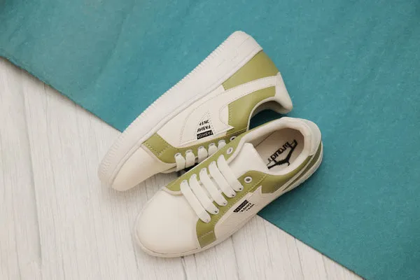 Line Dance Sneakers White & Olive Hip Hop Casual Sneaker