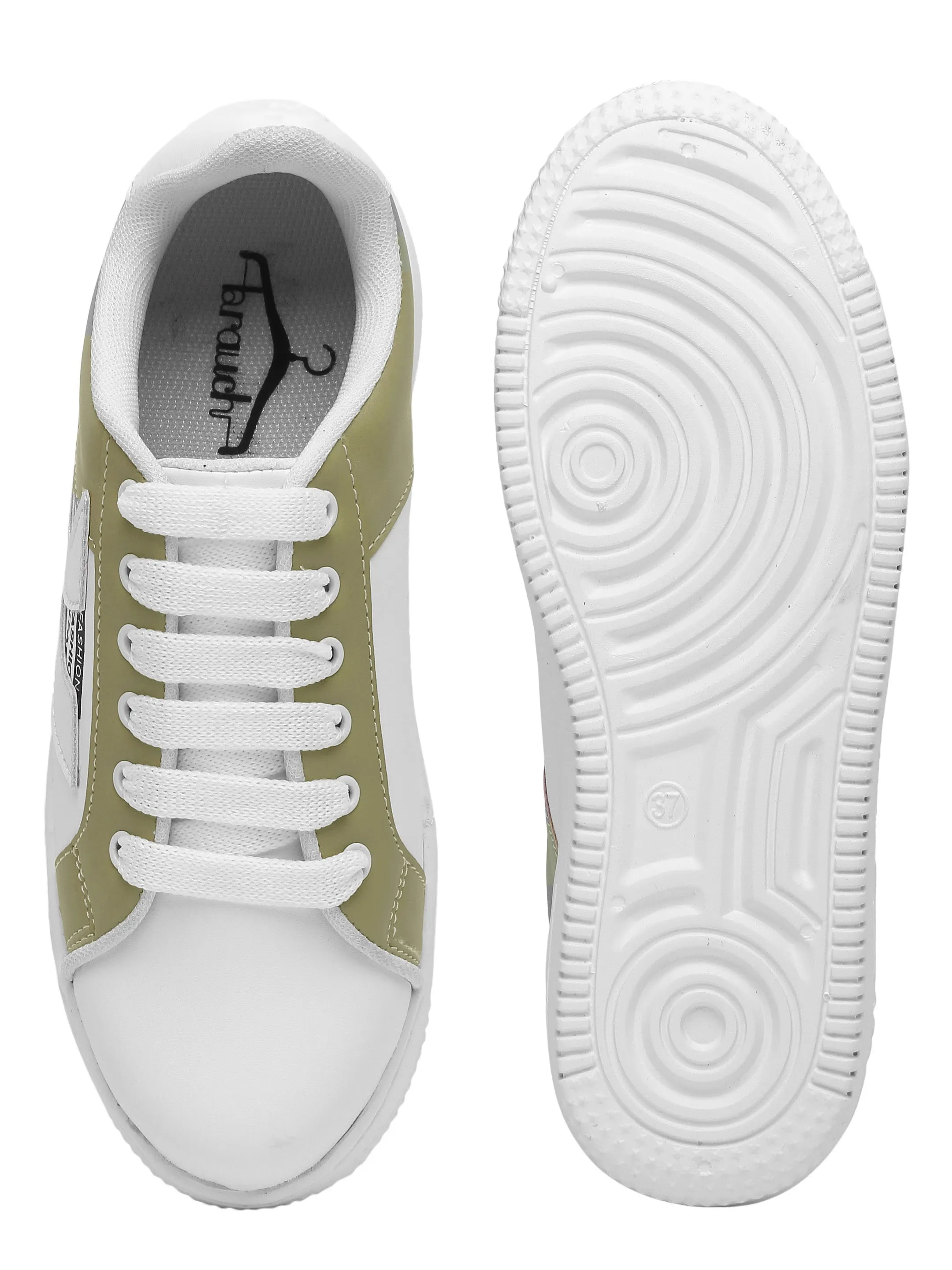 Sneakers On High Heels White & Olive Hip Hop Casual Sneaker