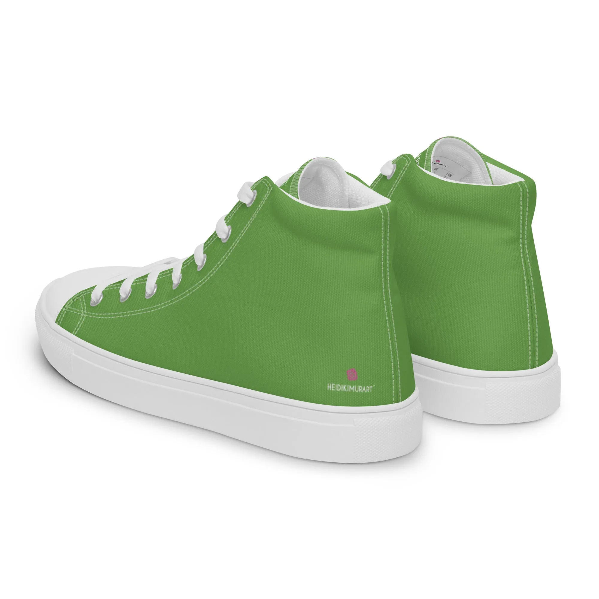 Apple Green Men's High Tops, Solid Green Color Mens High Top Canvas Sneaker Shoes (US Size: 5-13) Boots For Flat Feet