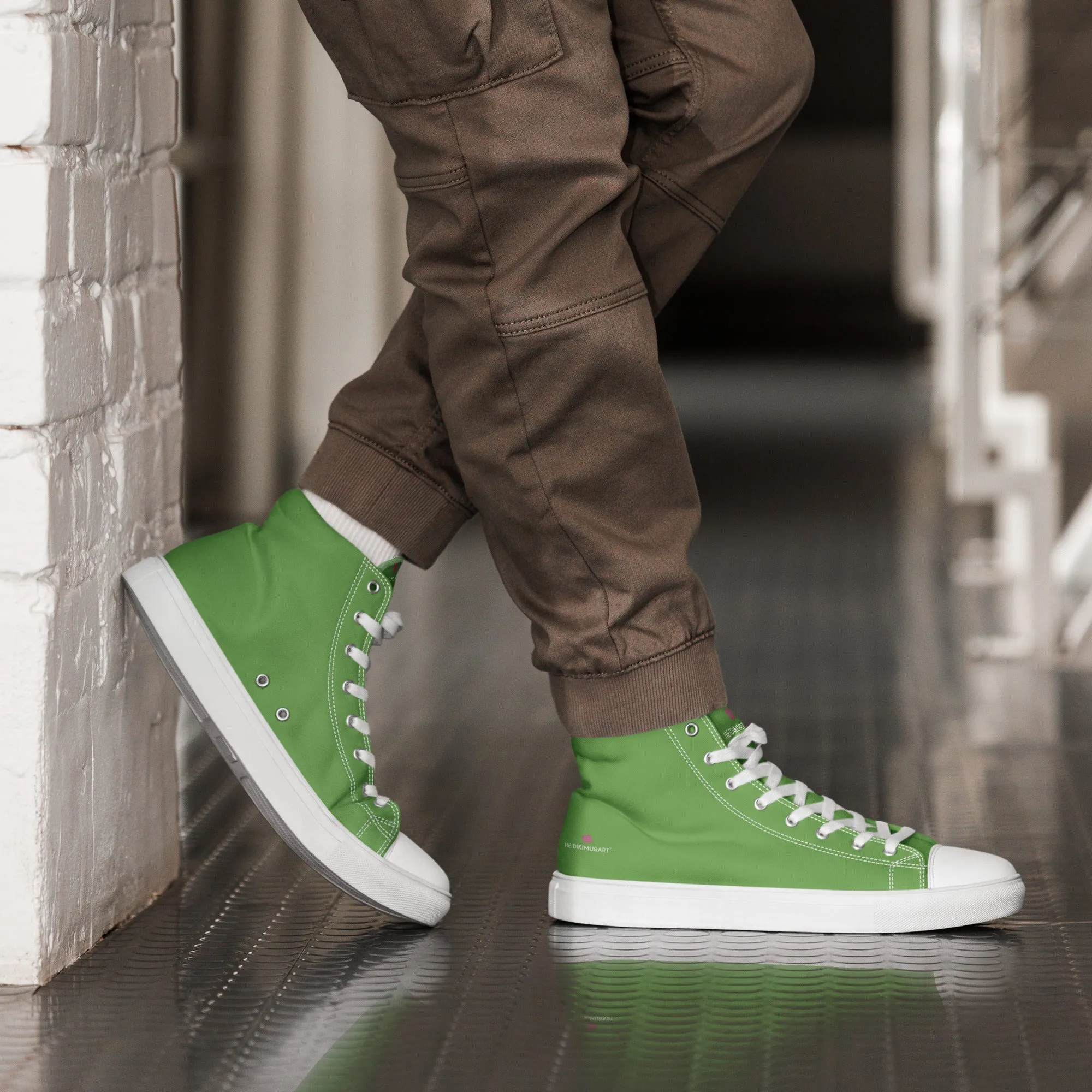 Apple Green Men's High Tops, Solid Green Color Mens High Top Canvas Sneaker Shoes (US Size: 5-13) Dolce Vita Wide Calf Boots