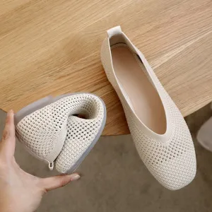Flat Shoes Rubber Women Casual Soft Breathable Mesh Flat Shoes