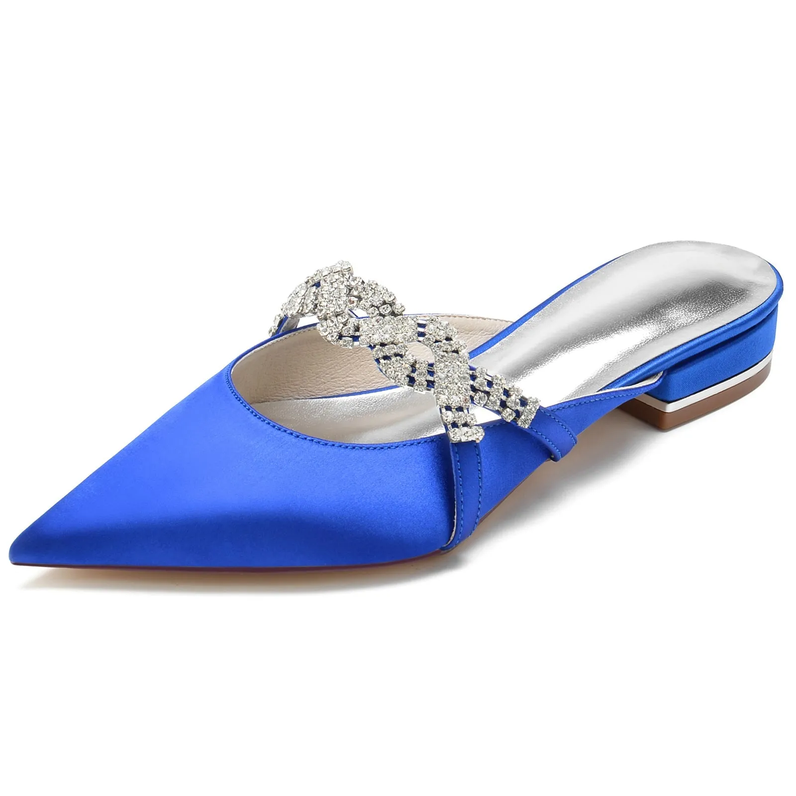 Women's Silk Satin With Closed Toe Flat Heel Rhinestone Wedding Shoes Shoes For Flat Pedal Mountain Biking