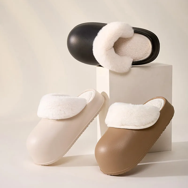 Waterproof Hunting Shoes Removable Slippers Winter Waterproof Plush Shoes Household Thick Bottom Detachable Warm Fuzzy Home Slippers Bedroom House Shoes Women