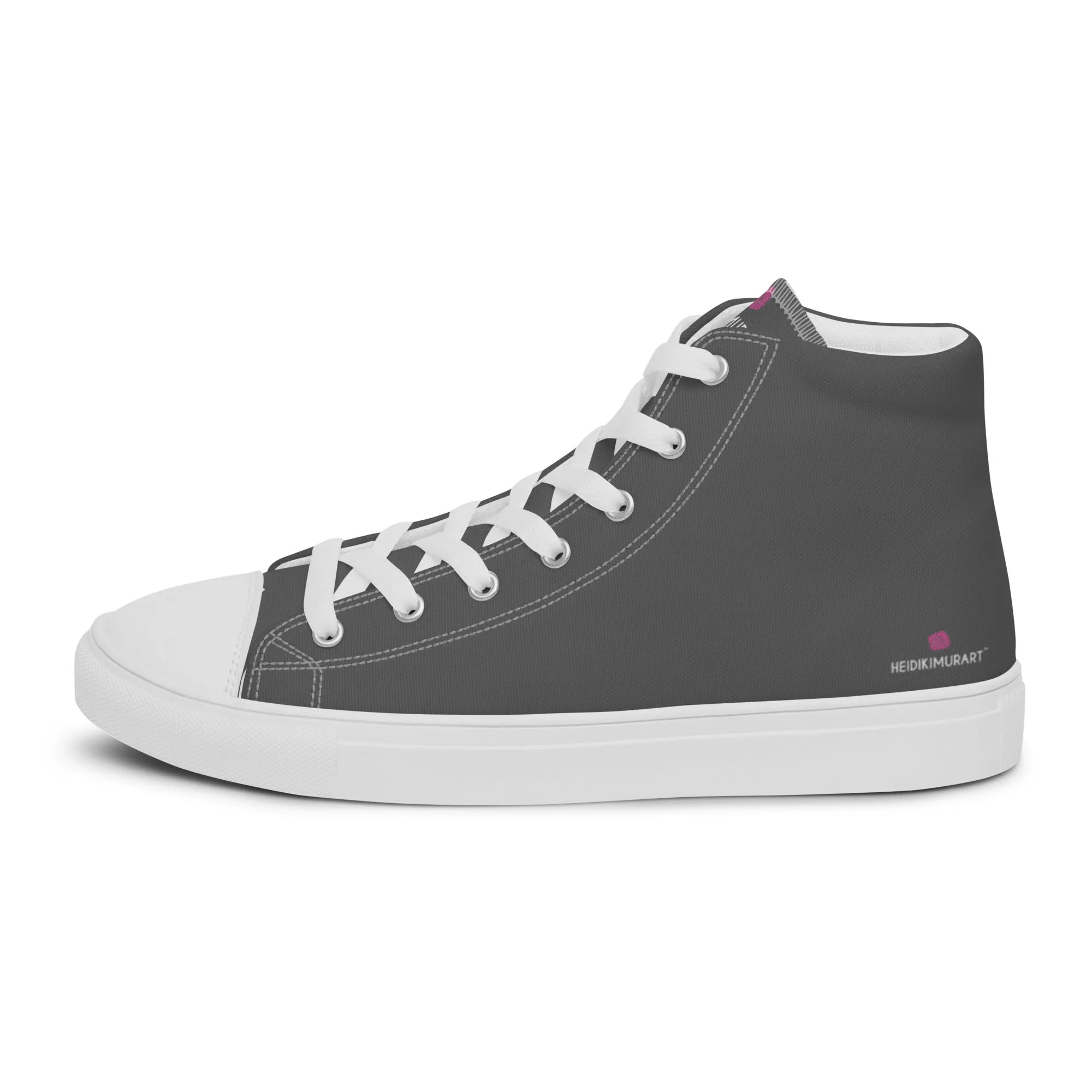Low Western Boots Grey Men's High Tops, Solid Color Best Mens high top canvas shoes