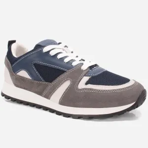 Men's "JOEZ"  Lace Up Suede Sneakers Jogging Shoes T-strap Flat Shoes