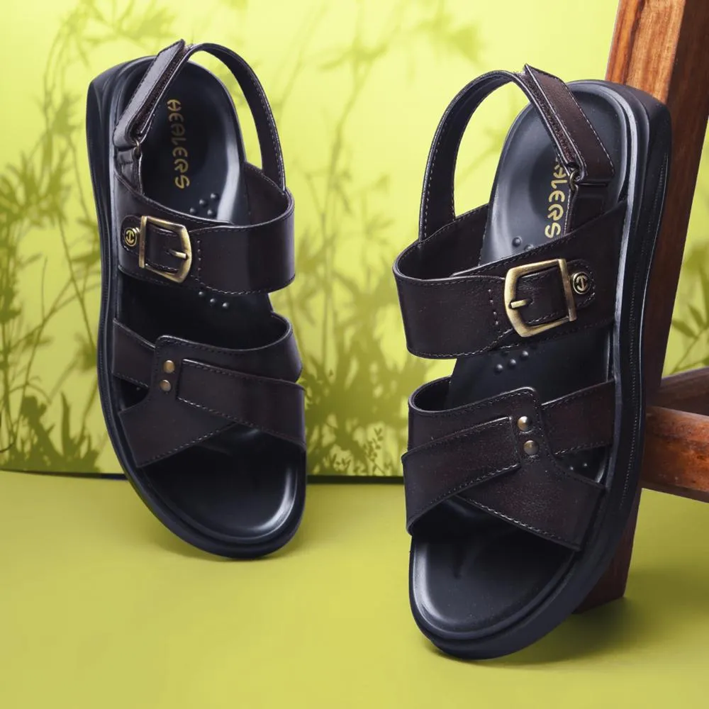 Sandals Waterproof With Straps Open Toe Size 11 Wide Coolers By Liberty WILFRED-1 Mens Brown Formal Sandal