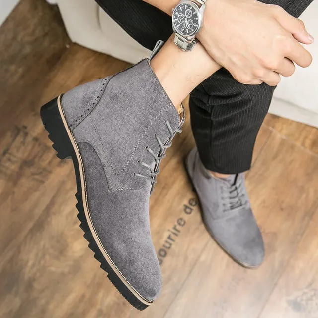 Suede Leather Boots Men Shoes Autumn Shoes Fashion Chelsea Boots Leather Business Dress Ankle Boots   S4540820 Wildland Fire Boots