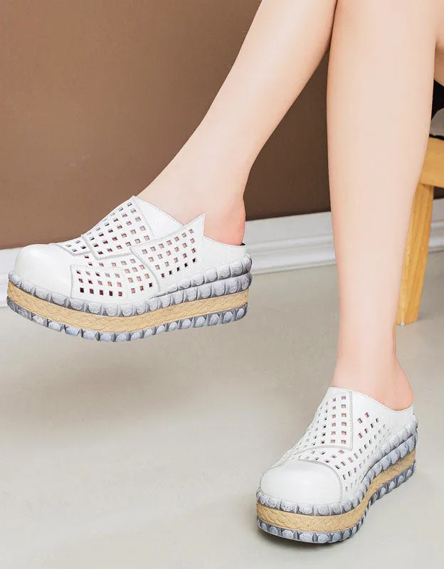 Summer Retro Hollow Platform Slippers Heel Pain From Wearing