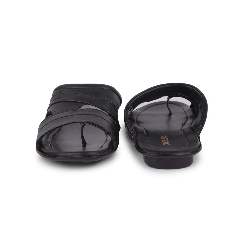 Coolers Casual Black Toe Ring Slippers For Men COOL99-92 By Liberty Most Comfy Sandals