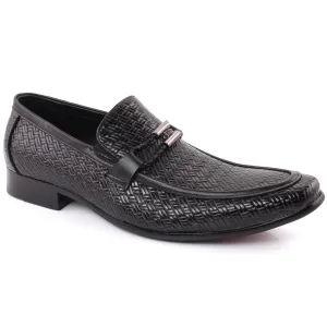 Flower Shoes Flats Men MACKLIN Moc Toe Buckle Embossed Woven Textured Loafer Shoes
