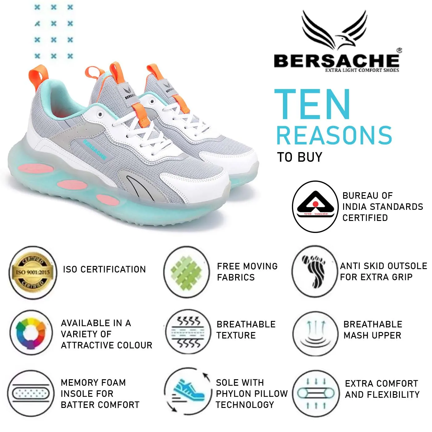 Bersache Lightweight Sports Running Shoes For Men Grey-9050 Hiking Shoes X Ultra 2