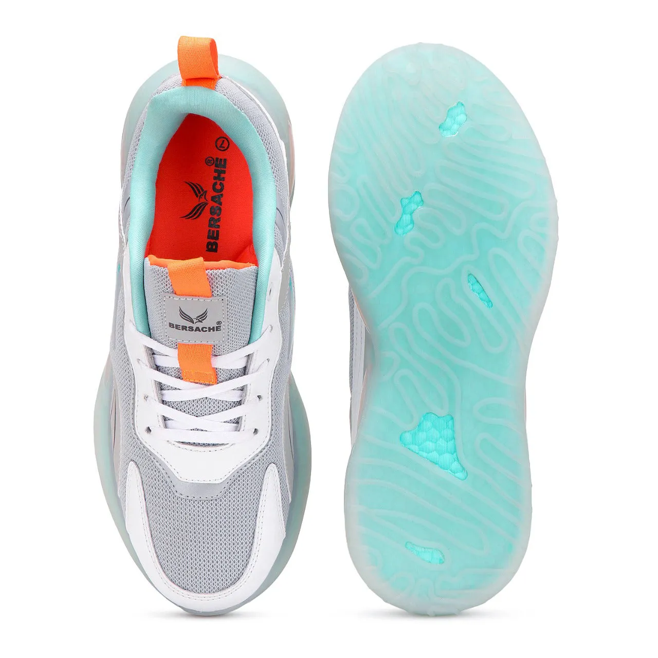 Hiking Shoes Heel Slip Bersache Lightweight Sports Running Shoes For Men Grey-9050