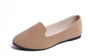 Flat Leather Shoes Women Ladies Slip On Flat Shoes - Flats